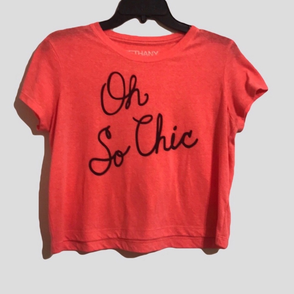 Bethany Mota For Aeropostale Neon Orange Graphic Cropped Top Size M